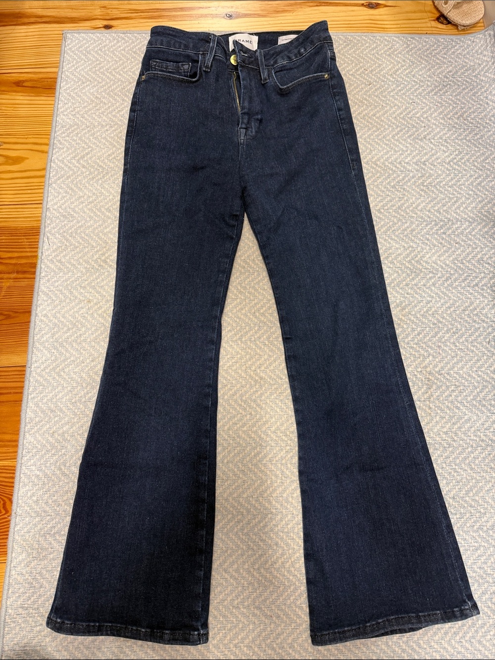 Frame Denim Dark Indigo Flare Jeans